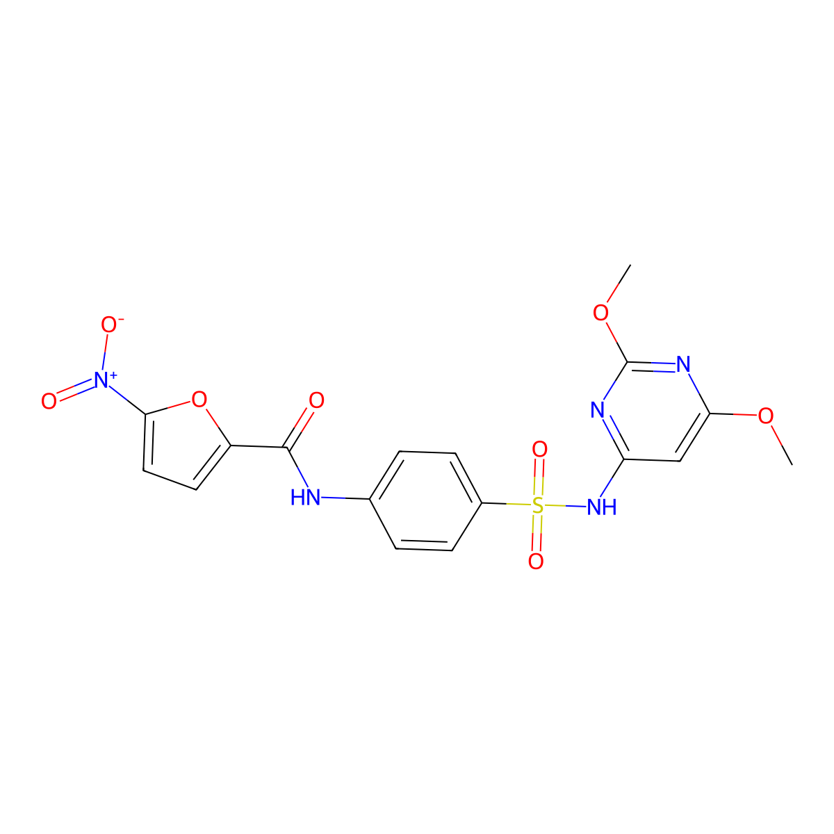 N-{4-[(2,6-Dimethoxypyrimidin-4-YL)sulfamoyl]phenyl}-5-nitrofuran-2-carboxamide molecular structure, CAS 301307-66-4