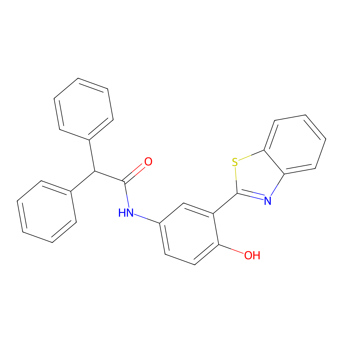 N-(3-(benzo[d]thiazol-2-yl)-4-hydroxyphenyl)-2,2-diphenylacetamide molecular structure, CAS 301307-80-2