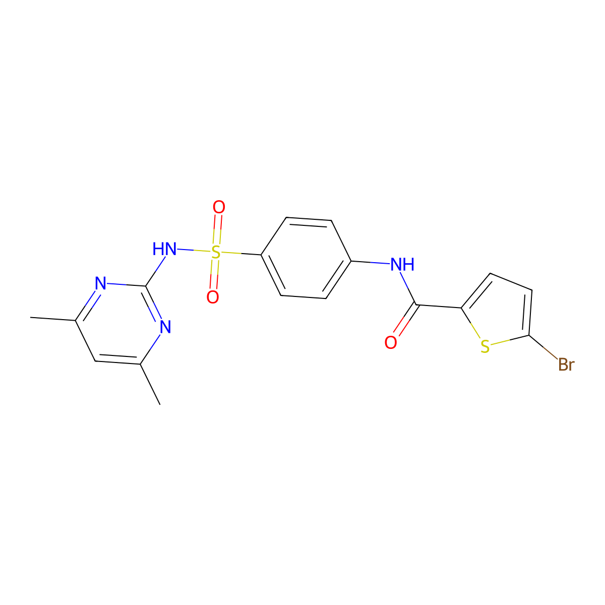 5-bromo-N-(4-(N-(4,6-dimethylpyrimidin-2-yl)sulfamoyl)phenyl)thiophene-2-carboxamide molecular structure, CAS 301307-81-3