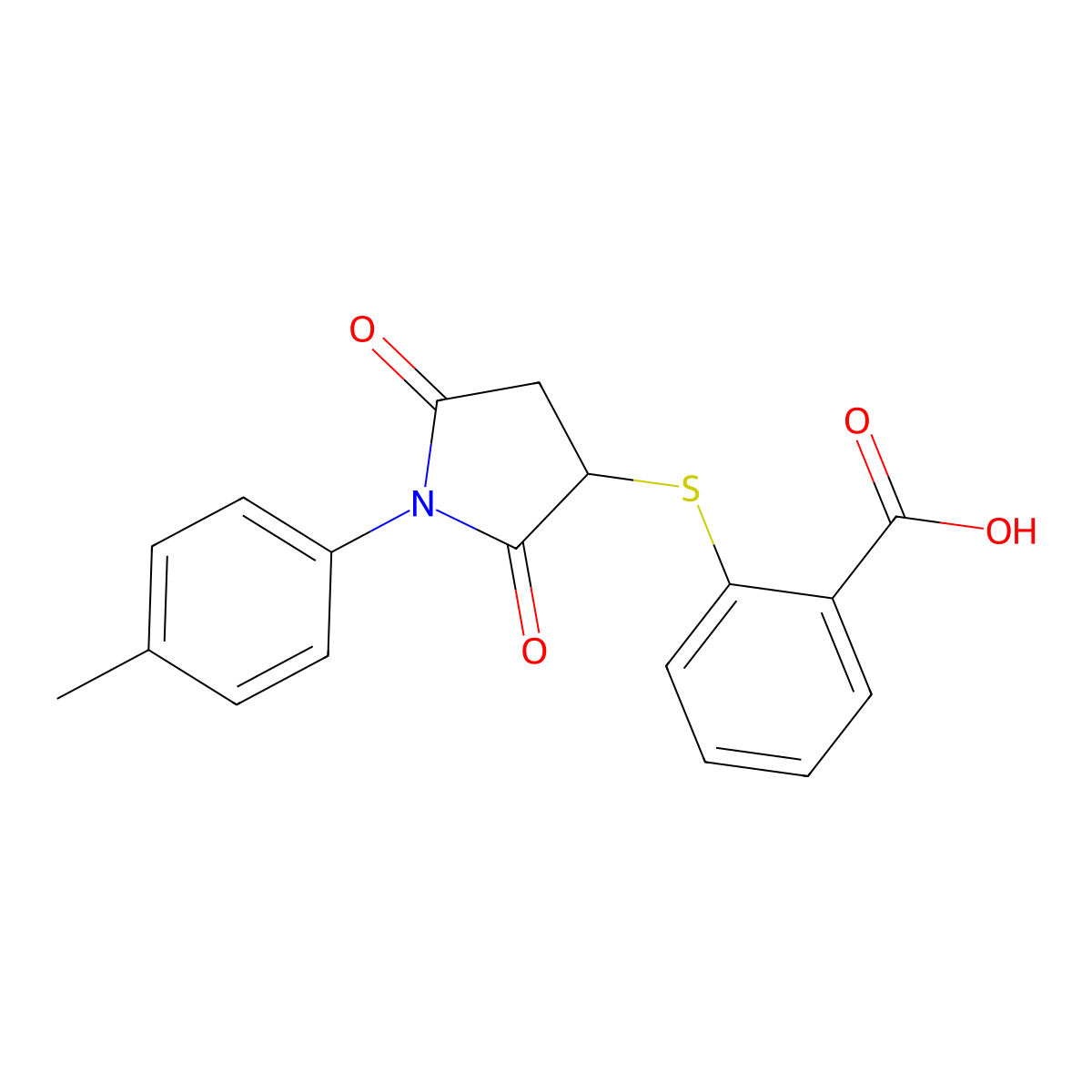 2-{[1-(4-Methylphenyl)-2,5-dioxopyrrolidin-3-yl]sulfanyl}benzoic acid molecular structure, CAS 301307-88-0