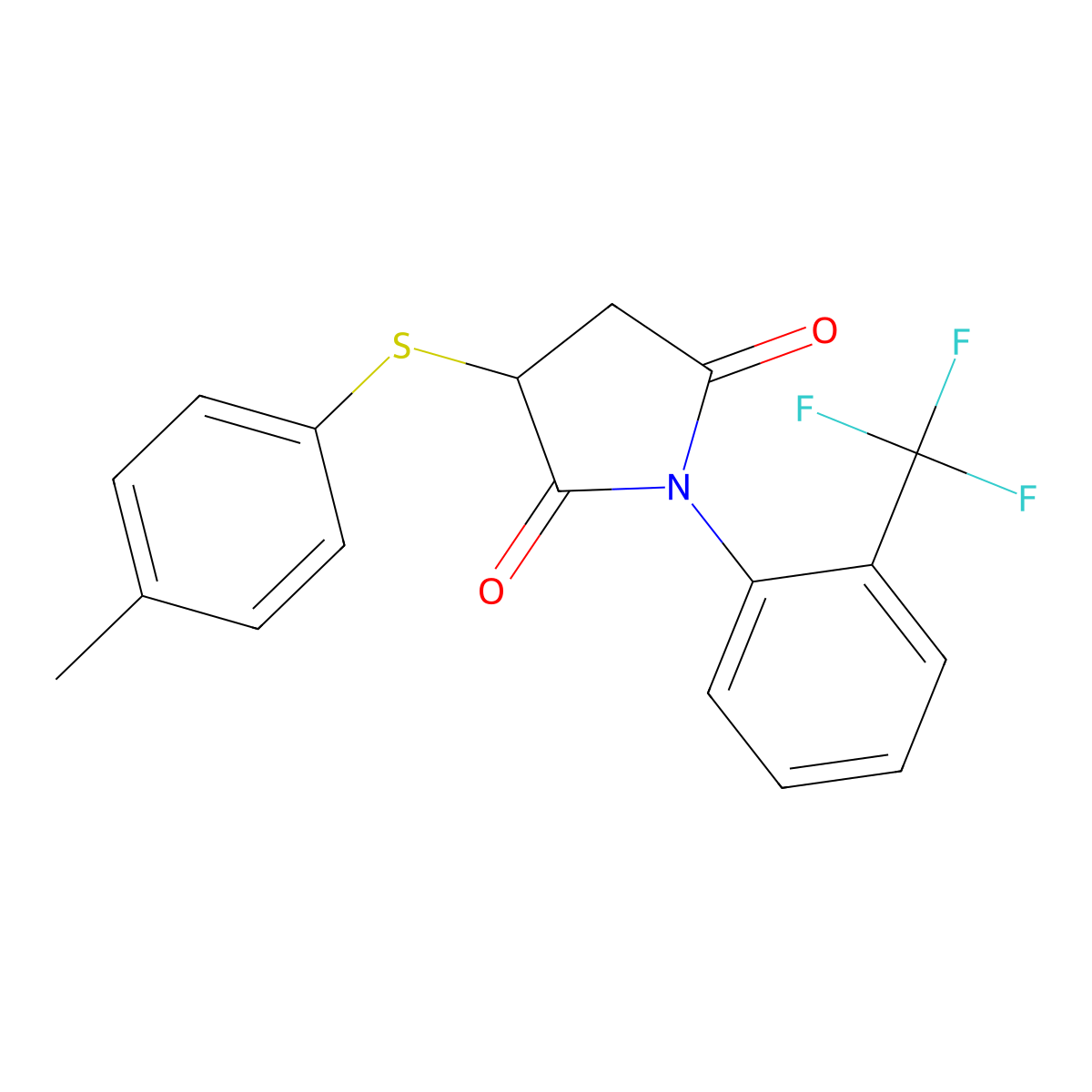 3-[(4-Methylphenyl)thio]-1-[2-(trifluoromethyl)phenyl]-2,5-pyrrolidinedione molecular structure, CAS 301307-89-1