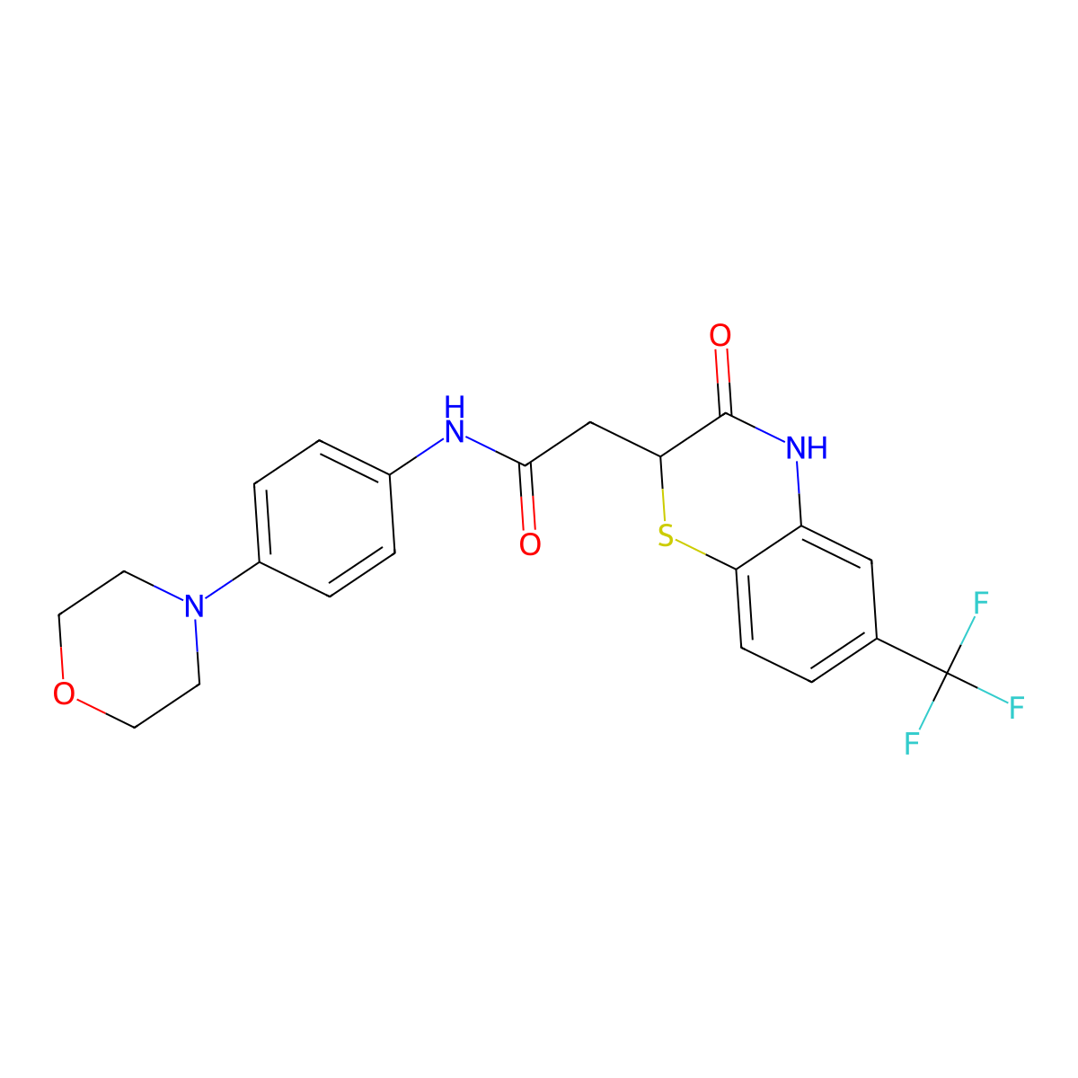 N-[4-(morpholin-4-yl)phenyl]-2-[3-oxo-6-(trifluoromethyl)-3,4-dihydro-2H-1,4-benzothiazin-2-yl]acetamide molecular structure, CAS 301307-92-6