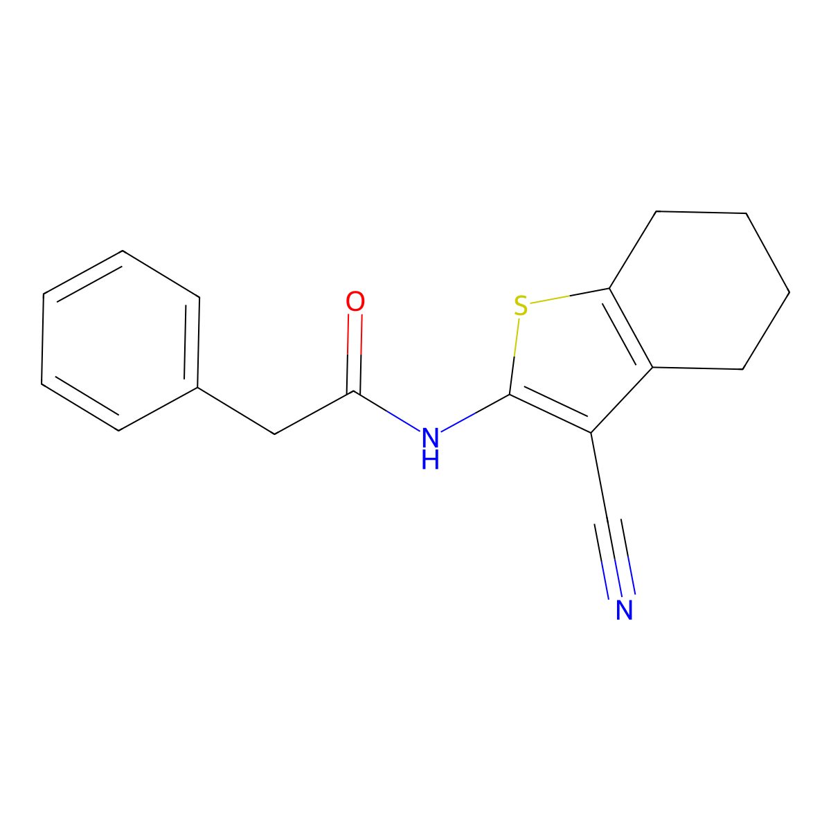 N-(3-cyano-4,5,6,7-tetrahydro-1-benzothiophen-2-yl)-2-phenylacetamide molecular structure, CAS 301307-93-7