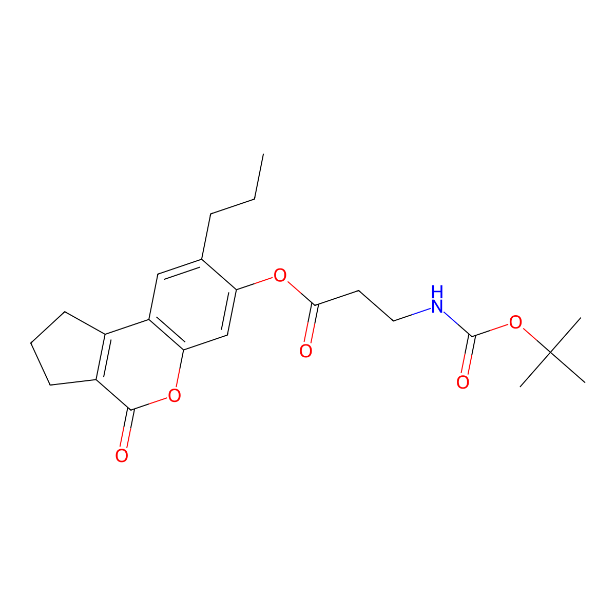 4-oxo-8-propyl-1,2,3,4-tetrahydrocyclopenta[c]chromen-7-yl N-(tert-butoxycarbonyl)-beta-alaninate molecular structure, CAS 301308-29-2