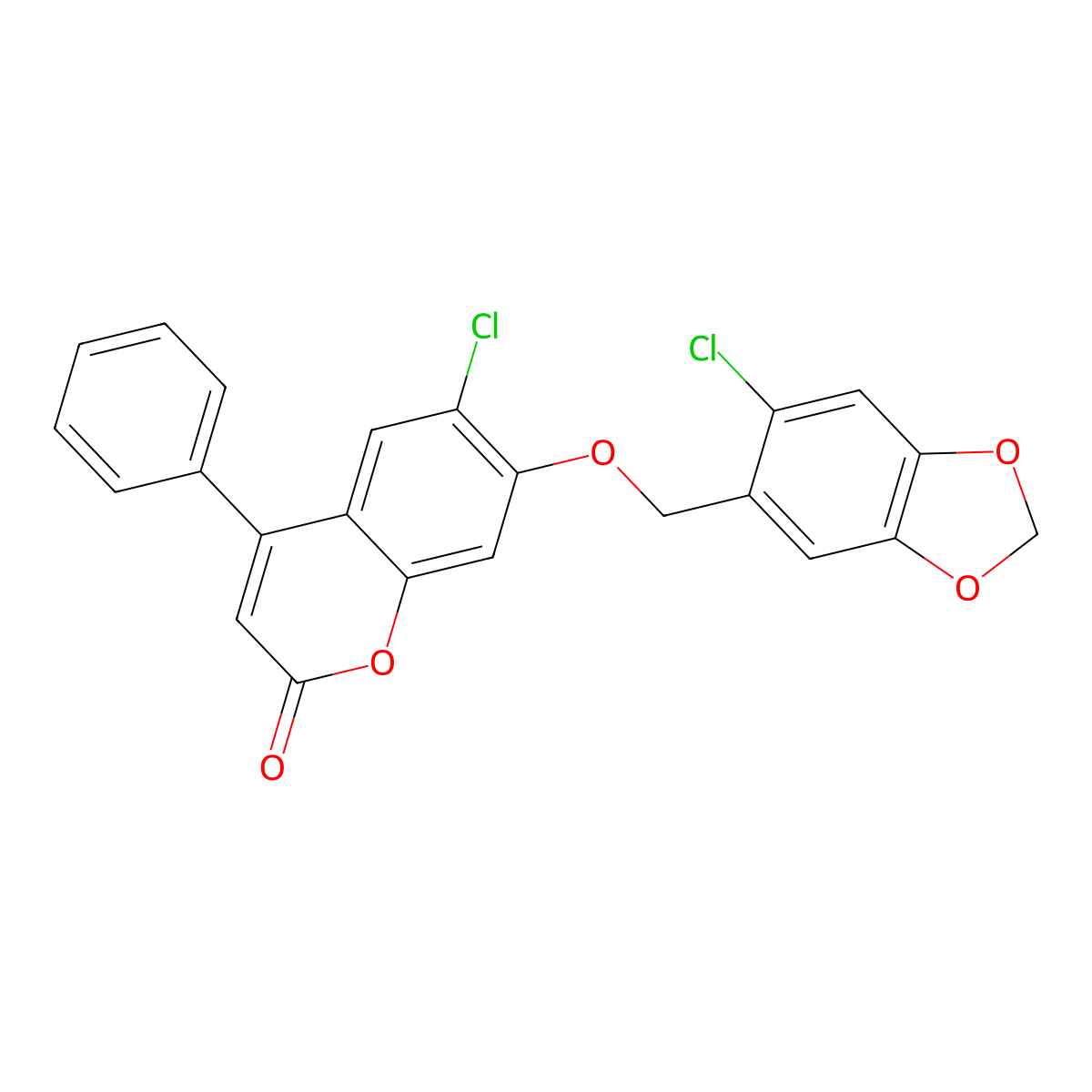 6-chloro-7-[(6-chloro-1,3-benzodioxol-5-yl)methoxy]-4-phenyl-2H-chromen-2-one molecular structure, CAS 301308-35-0