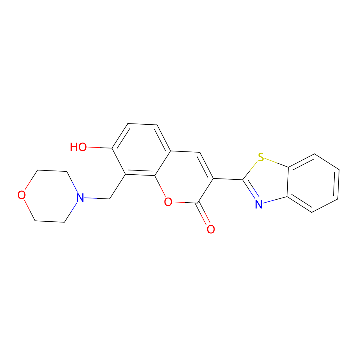 3-Benzothiazol-2-yl-7-hydroxy-8-morpholin-4-ylmethyl-chromen-2-one molecular structure, CAS 301308-63-4