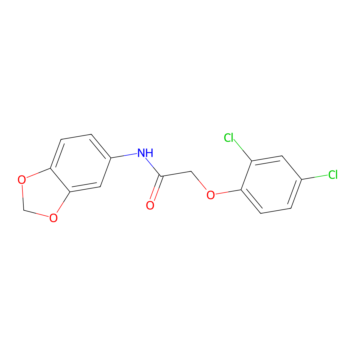 N-(1,3-benzodioxol-5-yl)-2-(2,4-dichlorophenoxy)acetamide molecular structure, CAS 301308-80-5