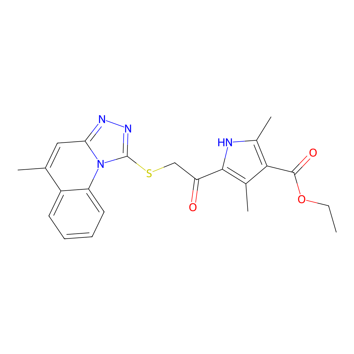 ethyl 2,4-dimethyl-5-{[(5-methyl[1,2,4]triazolo[4,3-a]quinolin-1-yl)sulfanyl]acetyl}-1H-pyrrole-3-carboxylate molecular structure, CAS 301308-82-7