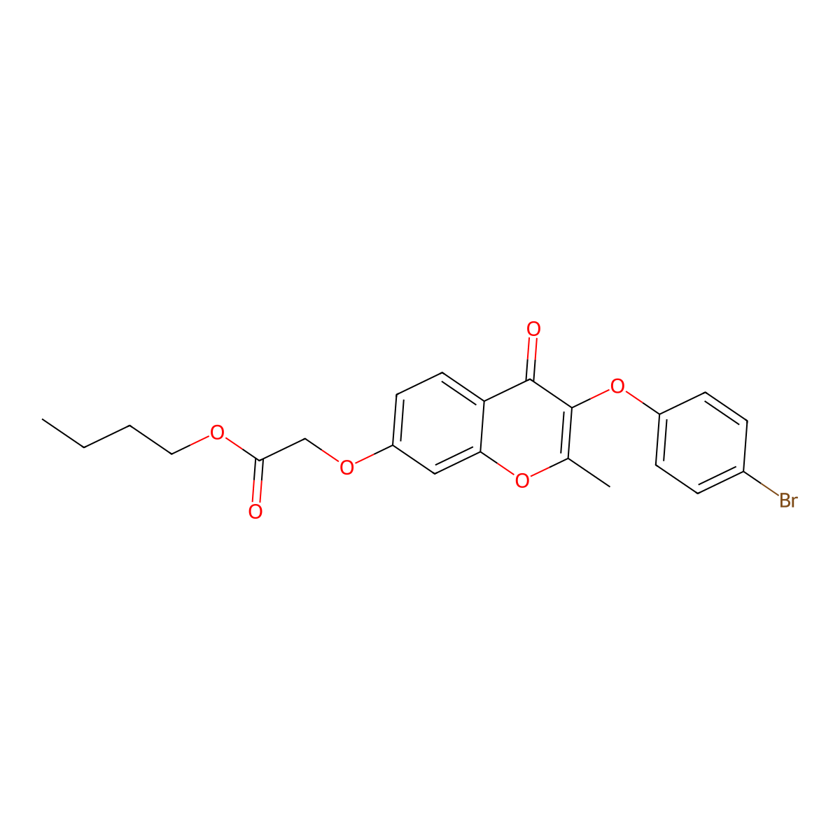 butyl {[3-(4-bromophenoxy)-2-methyl-4-oxo-4H-chromen-7-yl]oxy}acetate molecular structure, CAS 301308-99-6