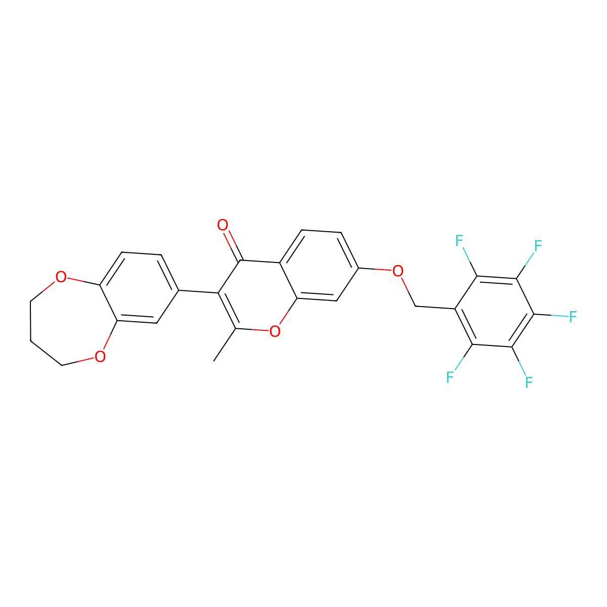 3-(3,4-dihydro-2H-1,5-benzodioxepin-7-yl)-2-methyl-7-[(pentafluorobenzyl)oxy]-4H-chromen-4-one molecular structure, CAS 301309-03-5