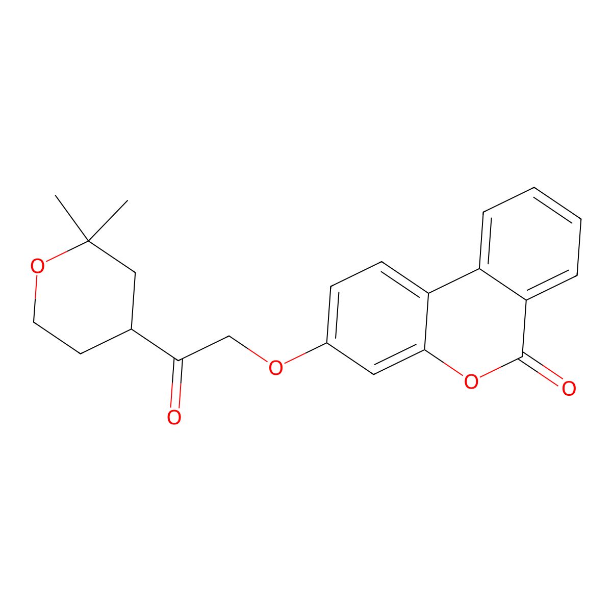 3-[2-(2,2-dimethyltetrahydro-2H-pyran-4-yl)-2-oxoethoxy]-6H-benzo[c]chromen-6-one molecular structure, CAS 301309-04-6