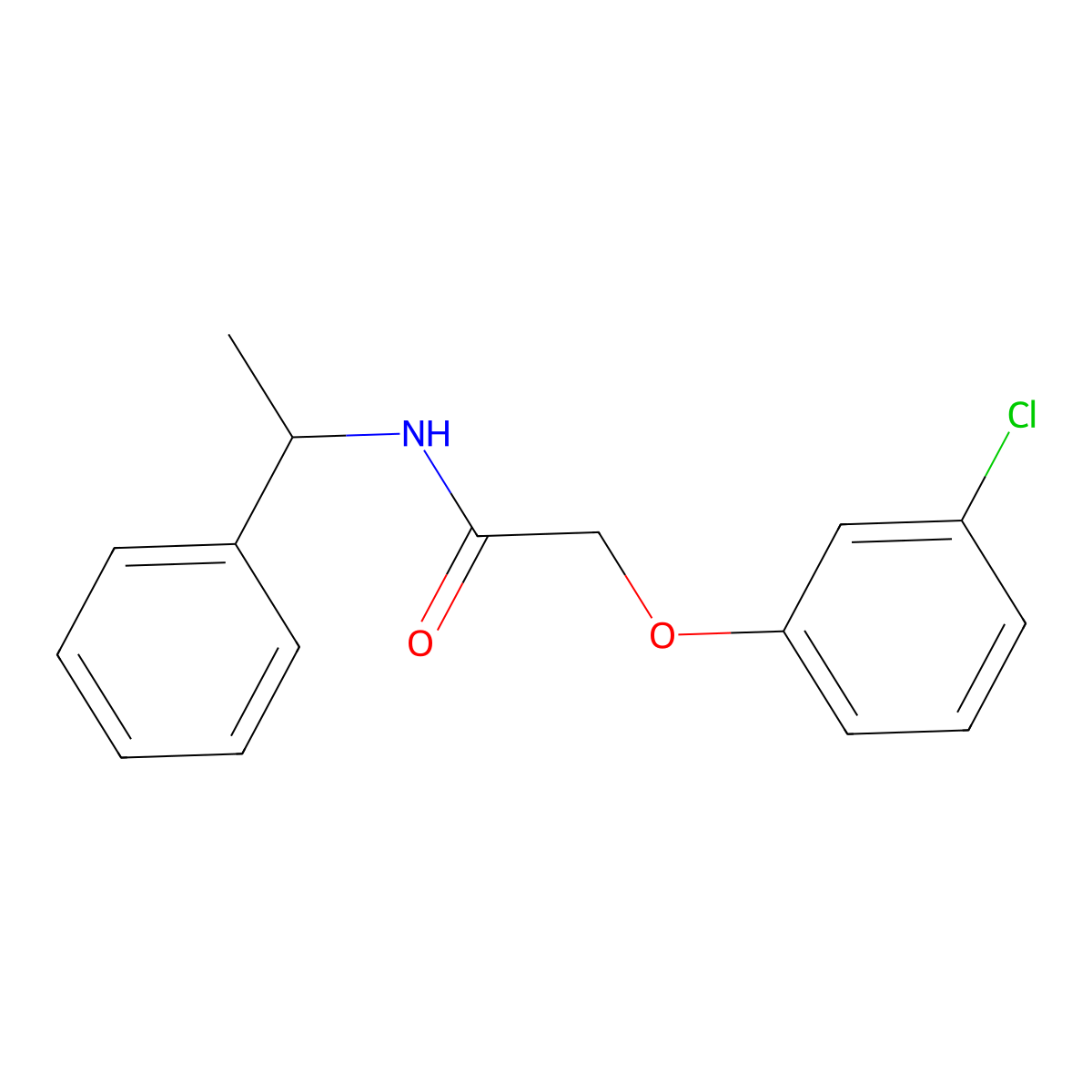 2-(3-chlorophenoxy)-N-(1-phenylethyl)acetamide molecular structure, CAS 301309-67-1