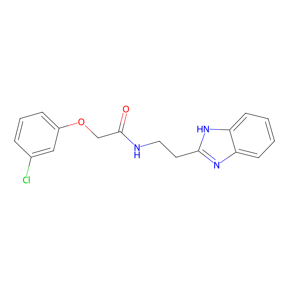 N-[2-(1H-benzimidazol-2-yl)ethyl]-2-(3-chlorophenoxy)acetamide molecular structure, CAS 301309-77-3