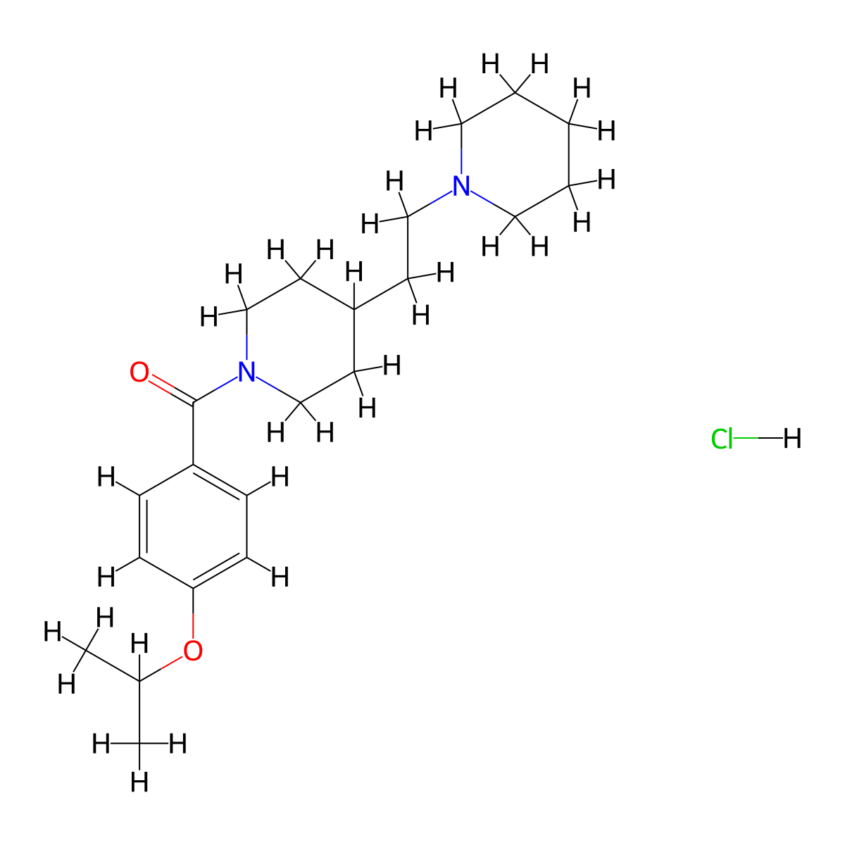 [4-(2-Piperidin-1-ylethyl)piperidin-1-yl]-(4-propan-2-yloxyphenyl)methanone;hydrochloride molecular structure, CAS 30131-23-8