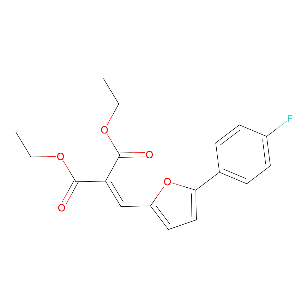 Diethyl 2-((5-(4-fluorophenyl)furan-2-yl)methylene)malonate molecular structure, CAS 301312-44-7