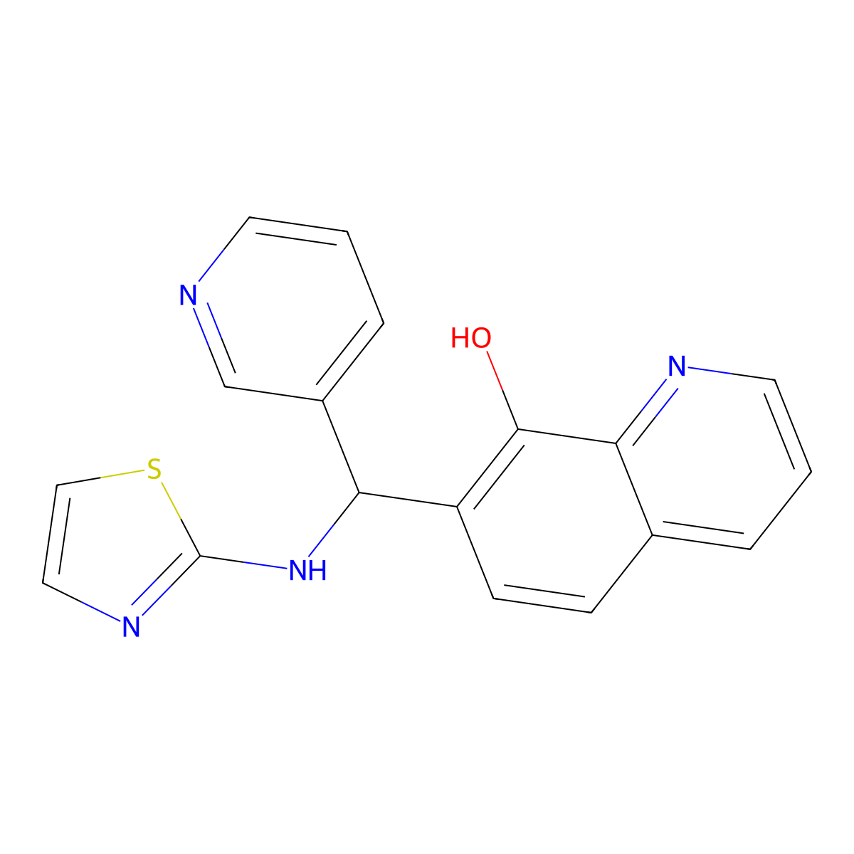 7-[3-Pyridyl(1,3-thiazol-2-ylamino)methyl]quinolin-8-ol molecular structure, CAS 301313-20-2