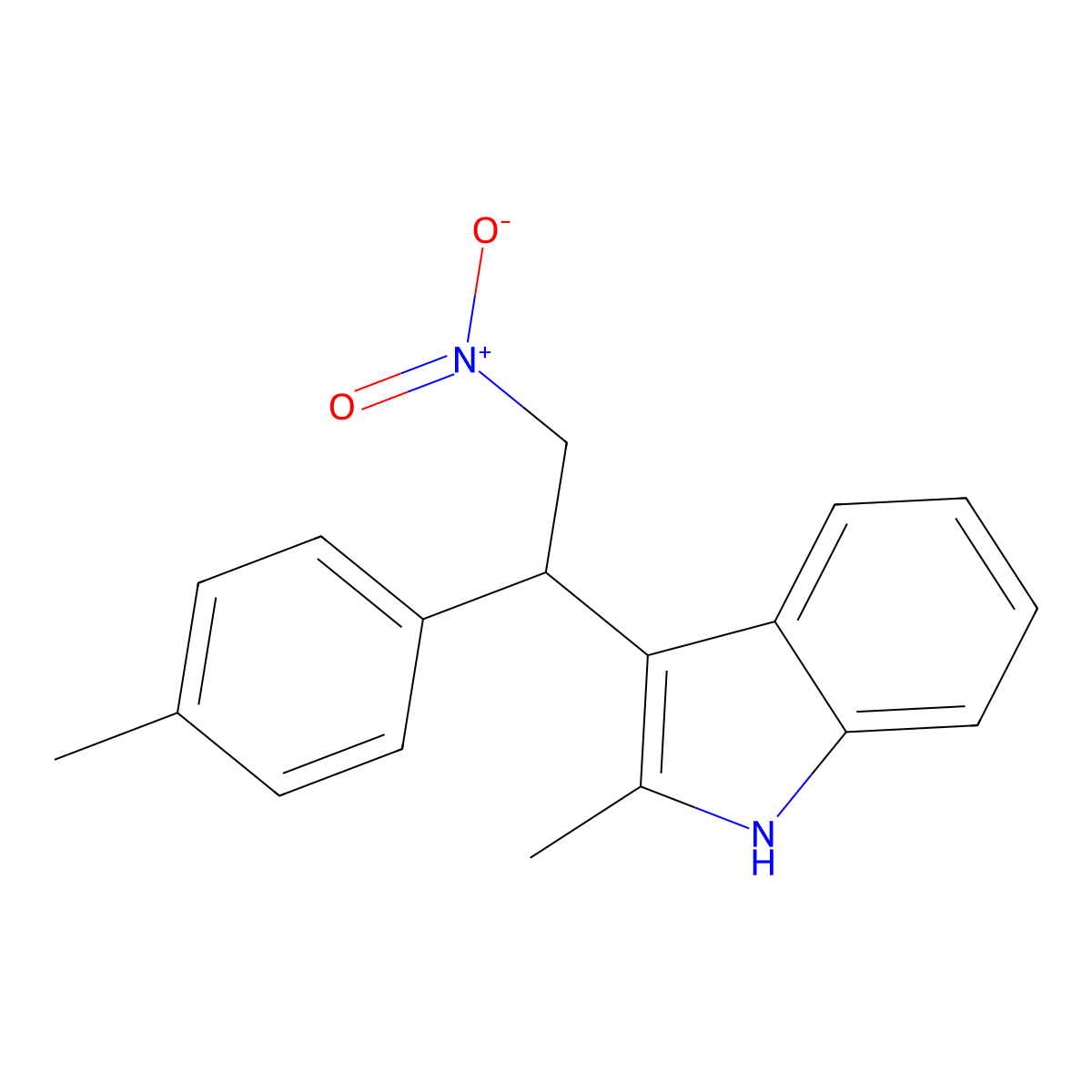 2-methyl-3-(2-nitro-1-(p-tolyl)ethyl)-1H-indole molecular structure, CAS 301313-23-5