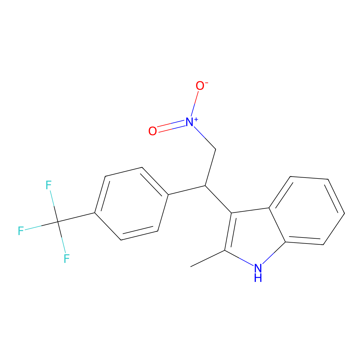 2-methyl-3-{2-nitro-1-[4-(trifluoromethyl)phenyl]ethyl}-1H-indole molecular structure, CAS 301313-25-7