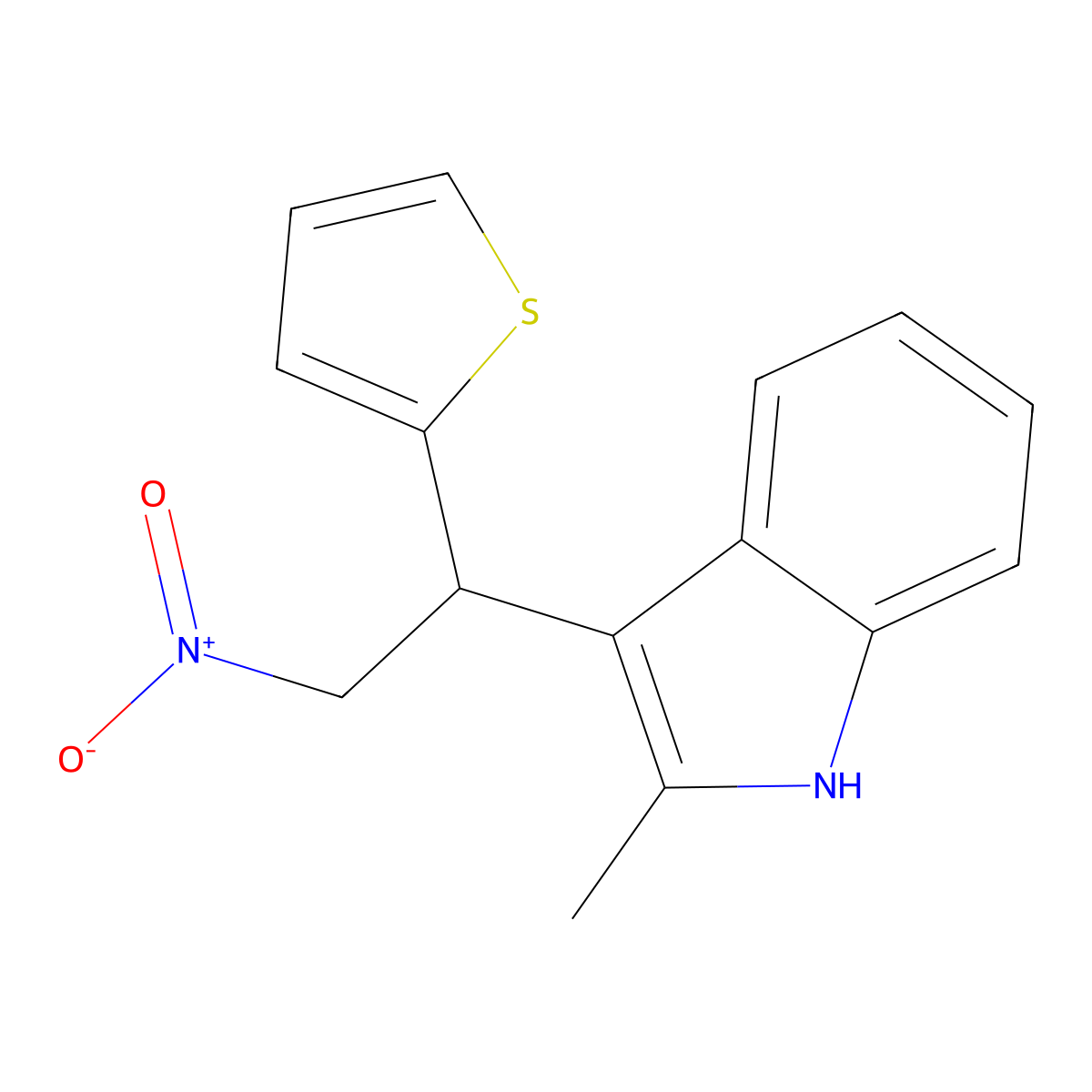 2-methyl-3-[2-nitro-1-(thiophen-2-yl)ethyl]-1H-indole molecular structure, CAS 301313-27-9