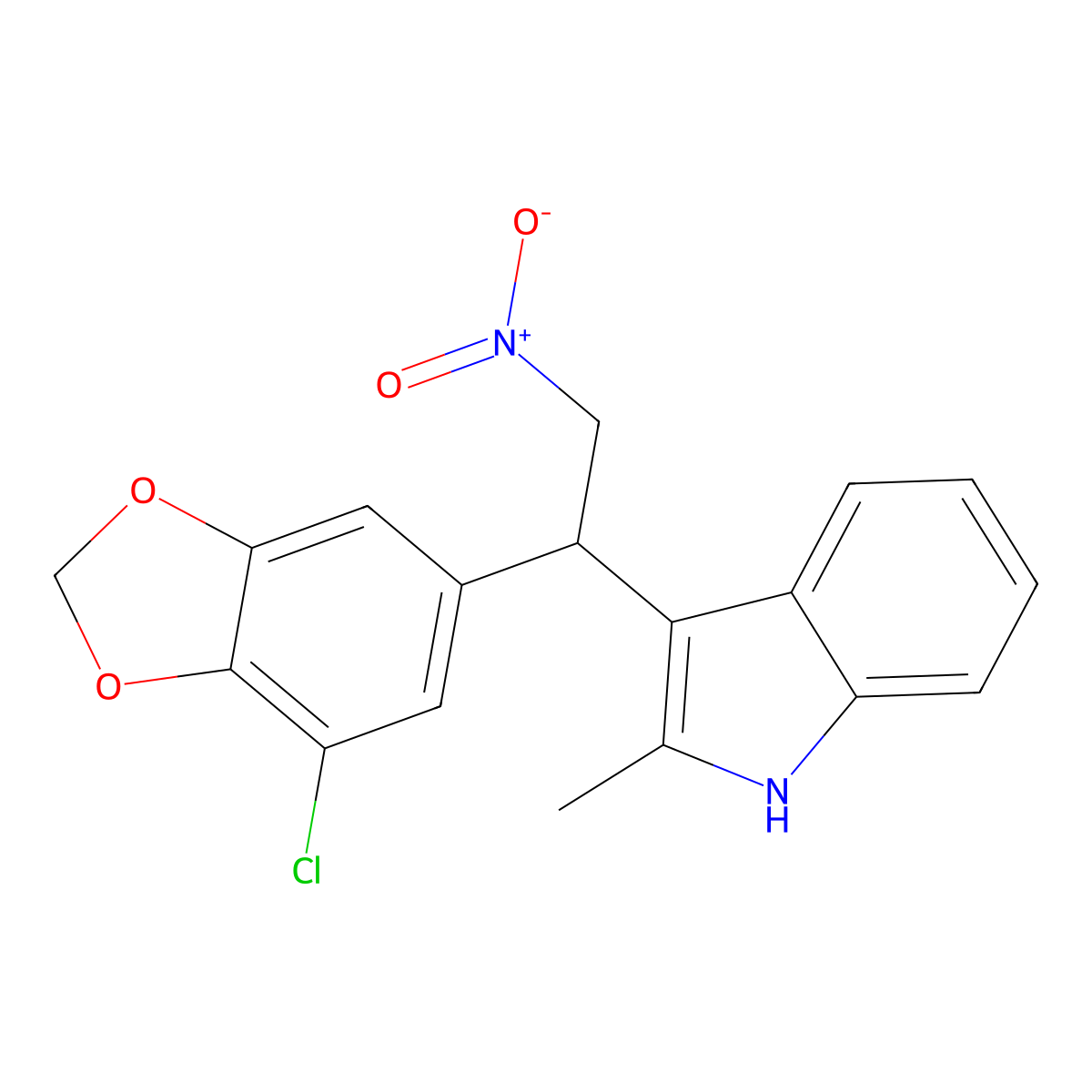 3-[1-(7-chloro-1,3-benzodioxol-5-yl)-2-nitroethyl]-2-methyl-1H-indole molecular structure, CAS 301313-28-0