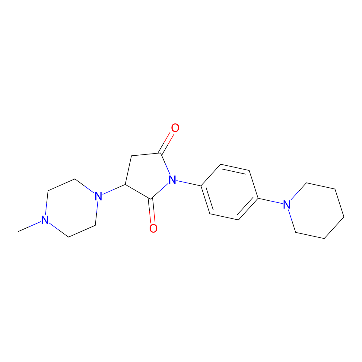 3-(4-Methylpiperazin-1-yl)-1-(4-(piperidin-1-yl)phenyl)pyrrolidine-2,5-dione molecular structure, CAS 301313-30-4