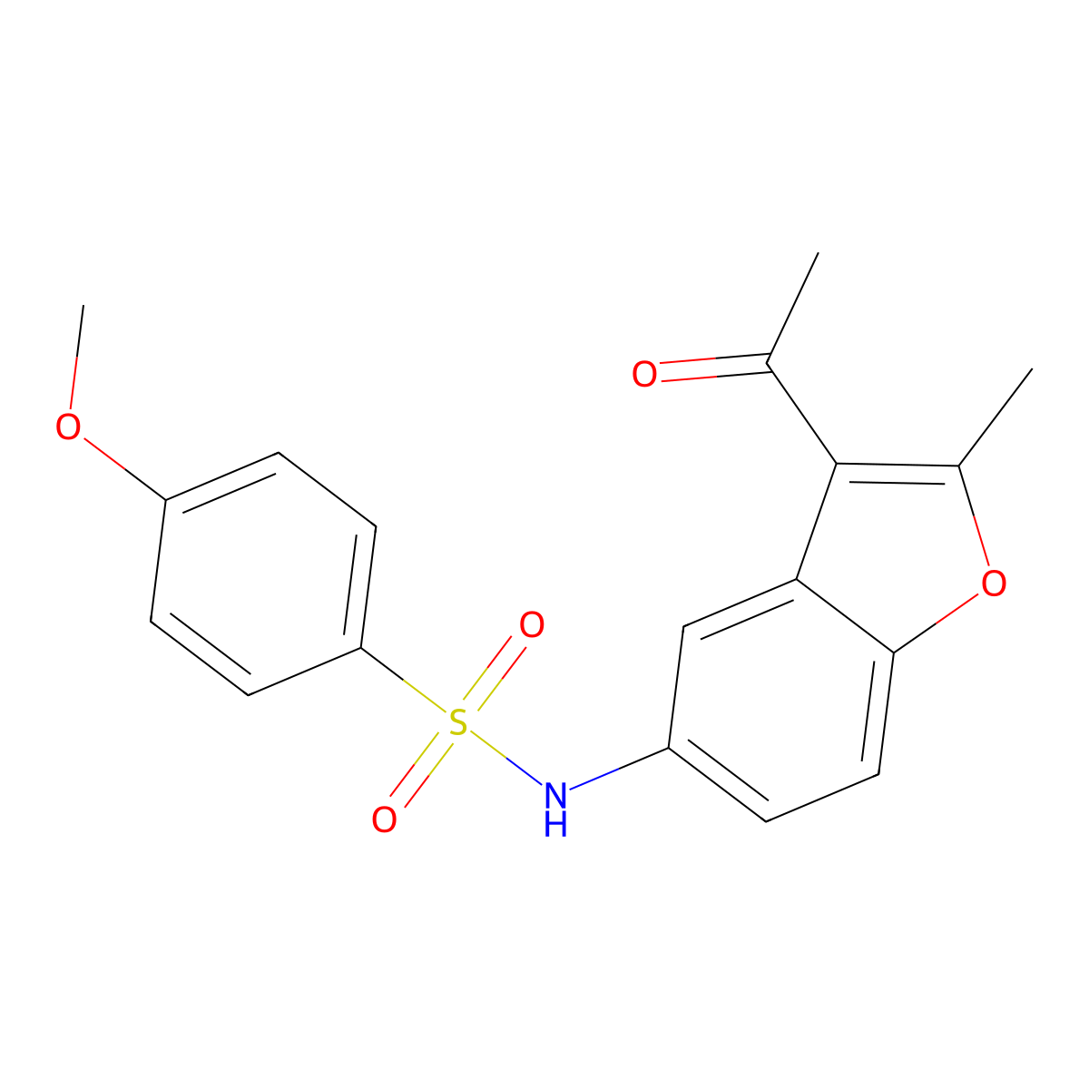 N-(3-acetyl-2-methyl-1-benzofuran-5-yl)-4-methoxybenzenesulfonamide molecular structure, CAS 301313-68-8
