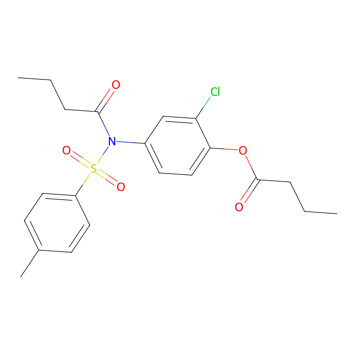2-chloro-4-(N-tosylbutyramido)phenyl butyrate molecular structure, CAS 301313-76-8