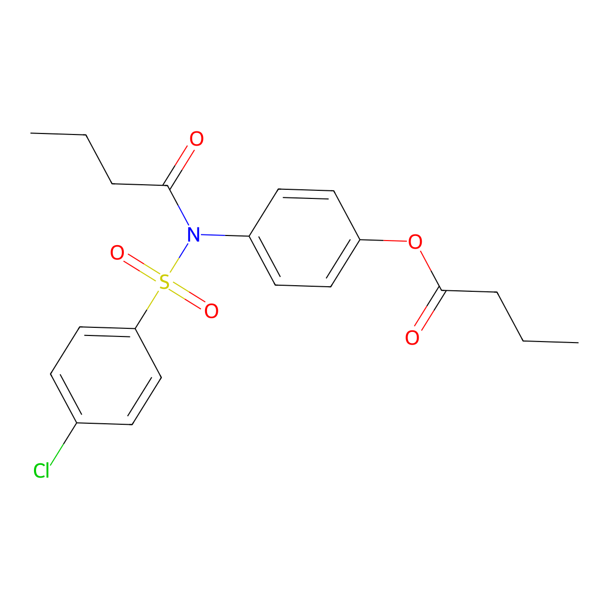 [4-[Butanoyl-(4-chlorophenyl)sulfonylamino]phenyl] butanoate molecular structure, CAS 301313-81-5