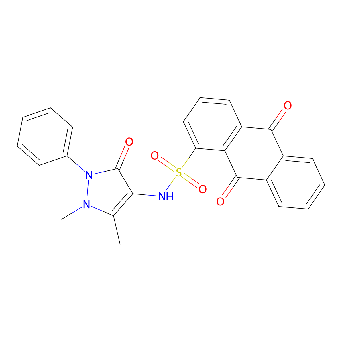 N-(1,5-dimethyl-3-oxo-2-phenylpyrazol-4-yl)-9,10-dioxoanthracene-1-sulfonamide molecular structure, CAS 301314-55-6