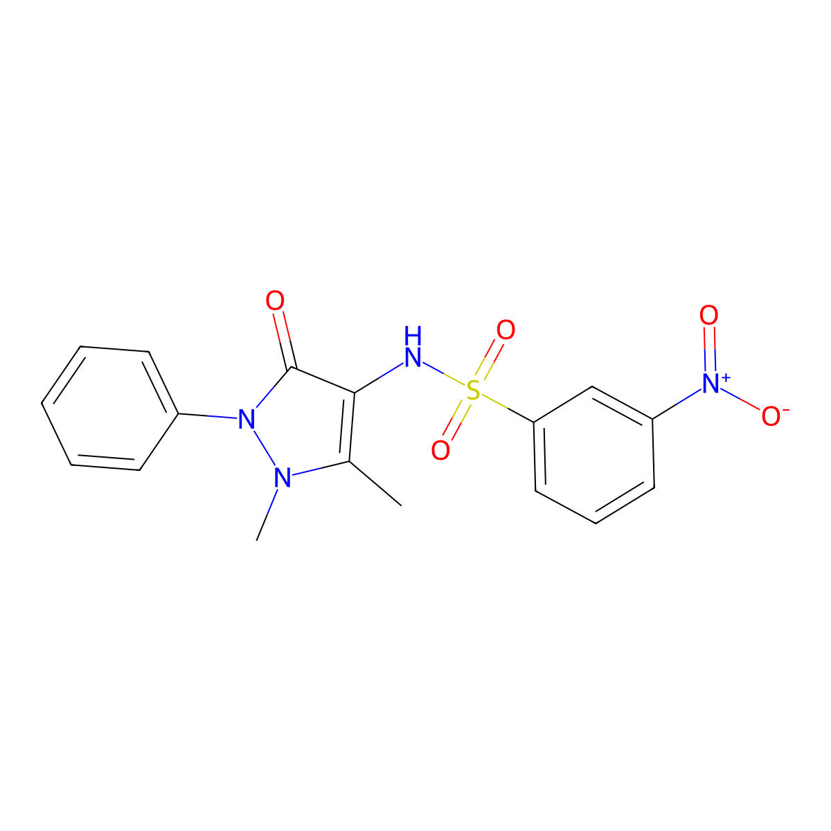 N-(1,5-dimethyl-3-oxo-2-phenyl-2,3-dihydro-1H-pyrazol-4-yl)-3-nitrobenzenesulfonamide molecular structure, CAS 301314-57-8