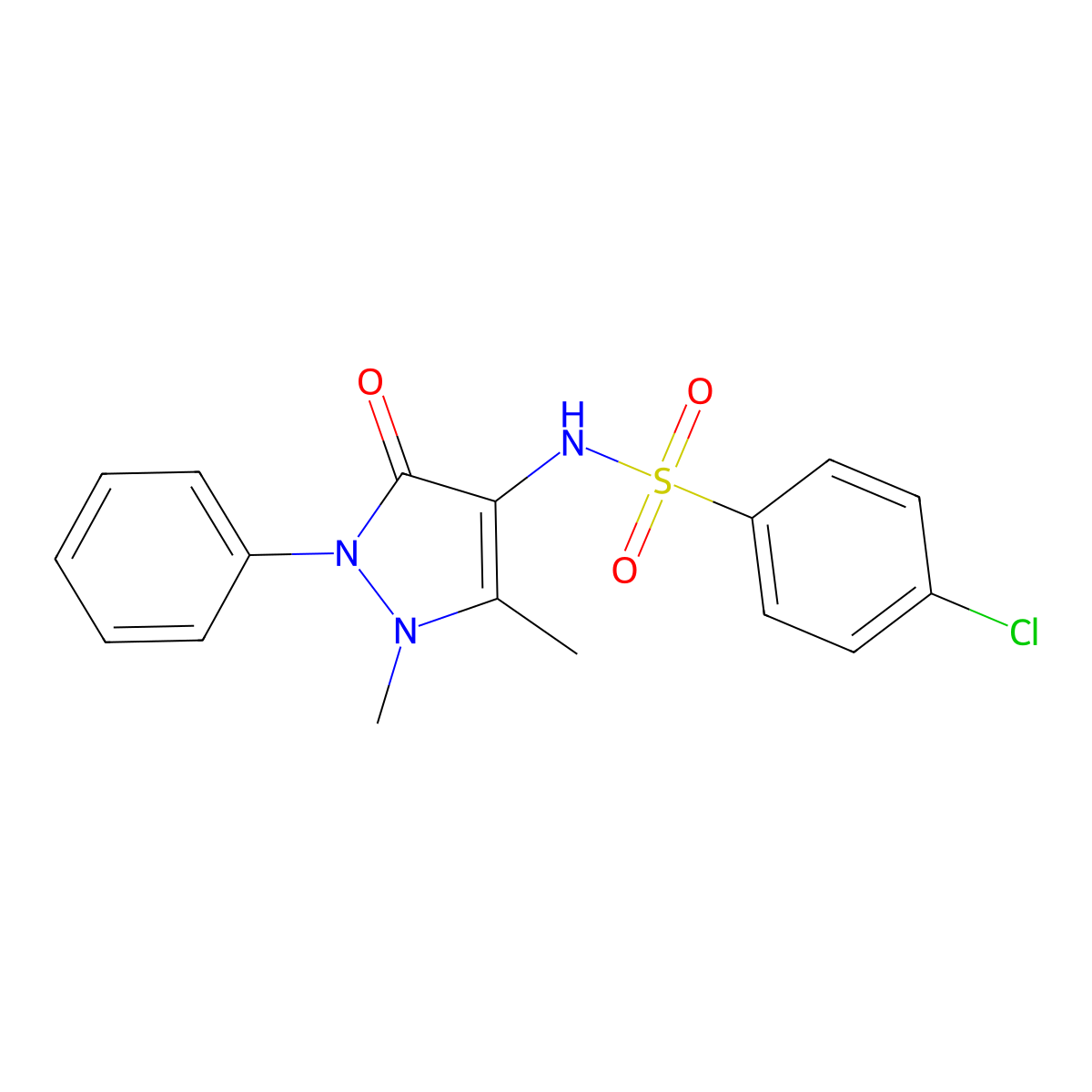 4-(((4-Chlorophenyl)sulfonyl)amino)-2,3-dimethyl-1-phenyl-3-pyrazolin-5-one molecular structure, CAS 301314-62-5