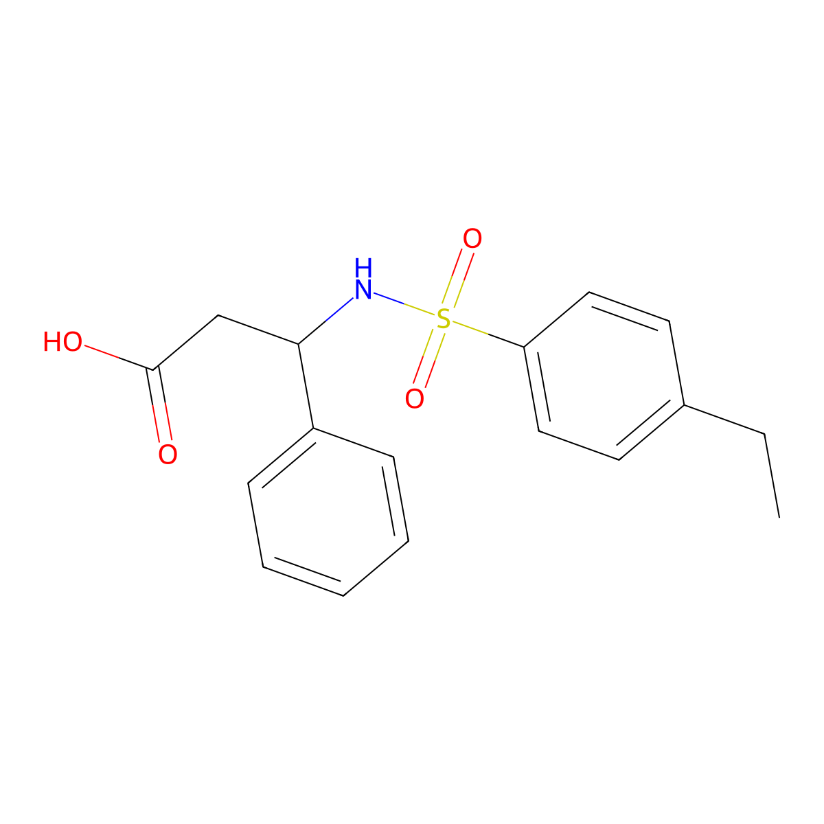 3-[(4-Ethylphenyl)sulfonylamino]-3-phenylpropanoic acid molecular structure, CAS 301314-89-6