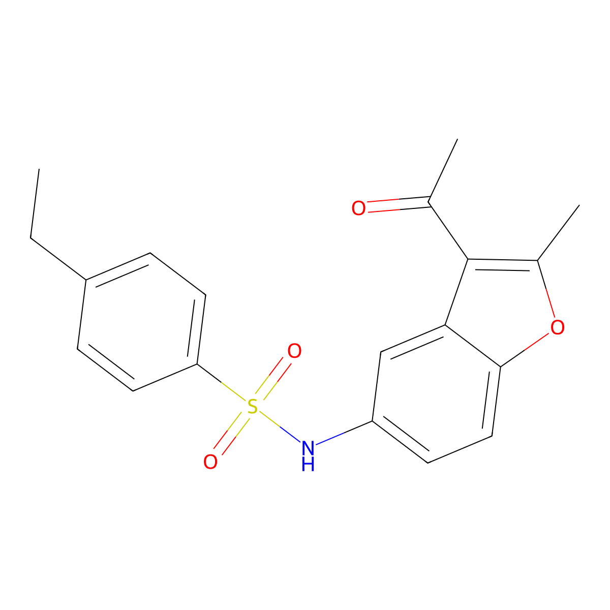 N-(3-acetyl-2-methyl-1-benzofuran-5-yl)-4-ethylbenzenesulfonamide molecular structure, CAS 301314-99-8
