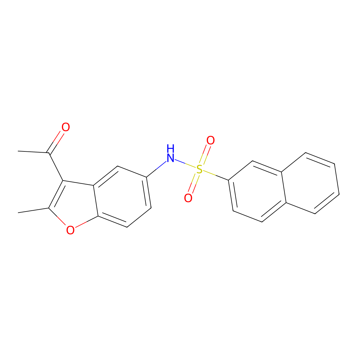 N-(3-acetyl-2-methyl-1-benzofuran-5-yl)naphthalene-2-sulfonamide molecular structure, CAS 301315-03-7