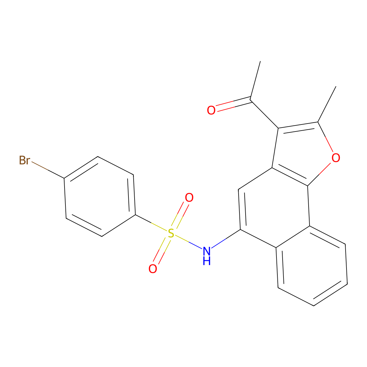 N-(3-acetyl-2-methylnaphtho[1,2-b]furan-5-yl)-4-bromobenzenesulfonamide molecular structure, CAS 301315-22-0