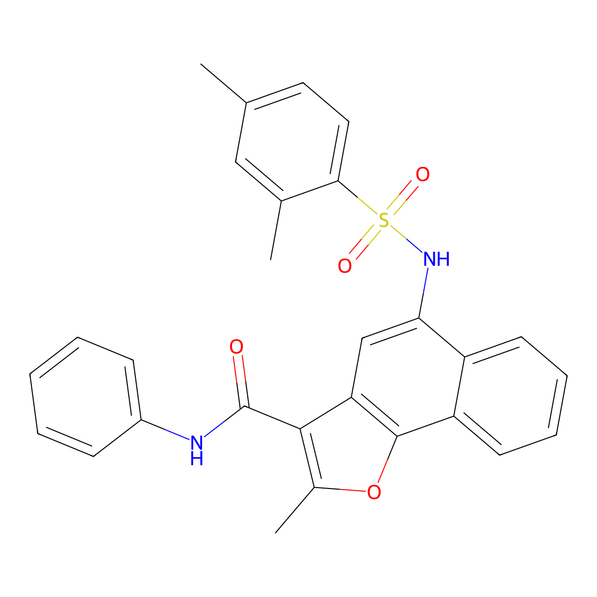 5-(2,4-Dimethyl-benzenesulfonylamino)-2-methyl-naphtho[1,2-b]furan-3-carboxylic molecular structure, CAS 301315-26-4