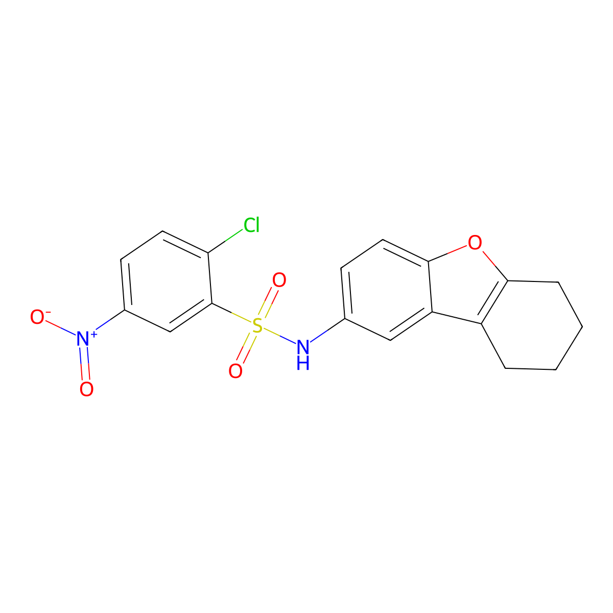 2-chloro-5-nitro-N-(6,7,8,9-tetrahydrodibenzofuran-2-yl)benzenesulfonamide molecular structure, CAS 301315-49-1