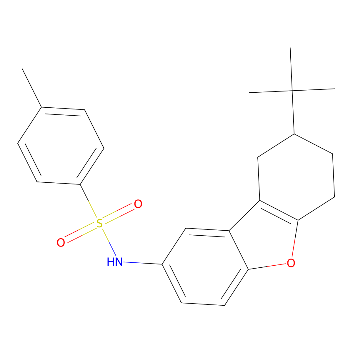 N-(8-tert-butyl-6,7,8,9-tetrahydrodibenzo[b,d]furan-2-yl)-4-methylbenzenesulfonamide molecular structure, CAS 301315-56-0