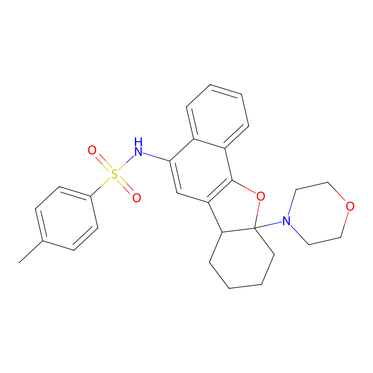 4-methyl-N-(10a-morpholino-6b,7,8,9,10,10a-hexahydronaphtho[1,2-b]benzofuran-5-yl)benzenesulfonamide molecular structure, CAS 301315-72-0