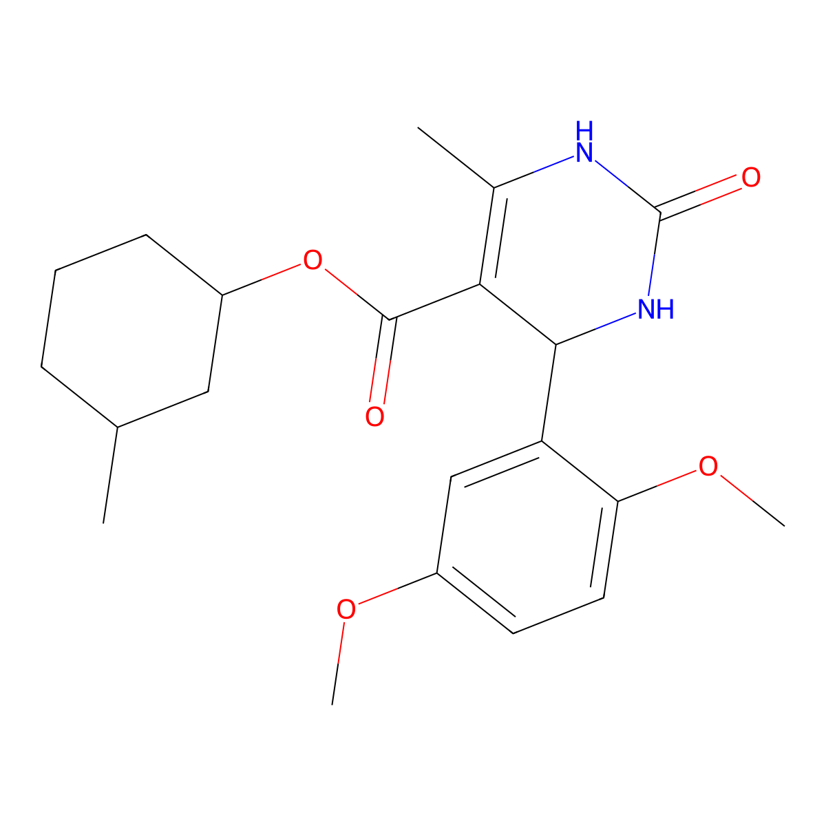 3-Methylcyclohexyl 4-(2,5-dimethoxyphenyl)-6-methyl-2-oxo-1,2,3,4-tetrahydropyrimidine-5-carboxylate molecular structure, CAS 301317-59-9