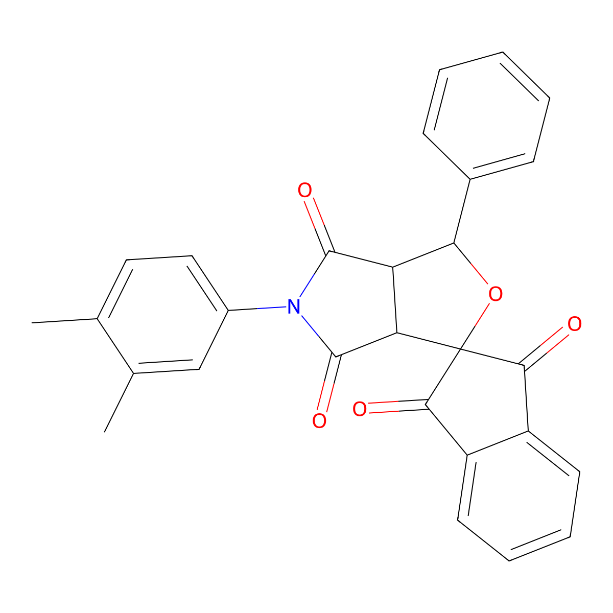5-(3,4-dimethylphenyl)-1-phenylspiro[3a,6a-dihydro-1H-furo[3,4-c]pyrrole-3,2'-indene]-1',3',4,6-tetrone molecular structure, CAS 301317-69-1