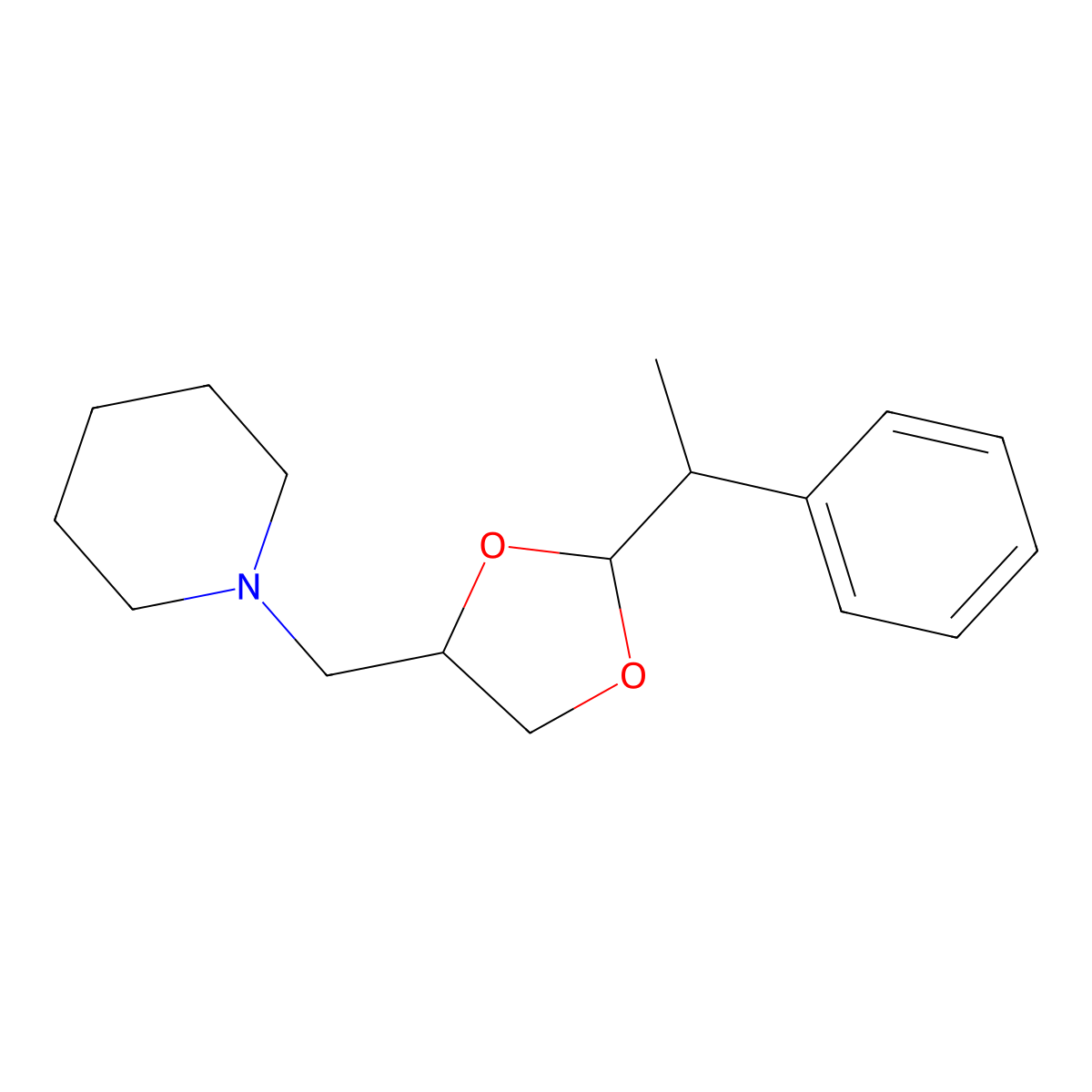 1-{[2-(1-Phenylethyl)-1,3-dioxolan-4-yl]methyl}piperidine molecular structure, CAS 301317-77-1