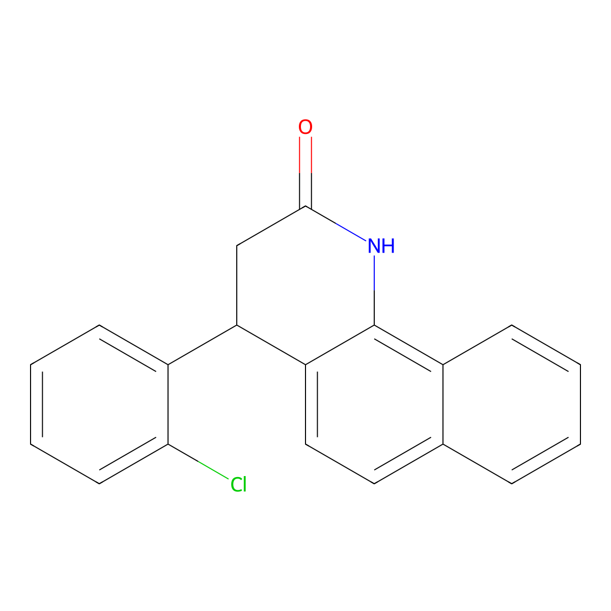 4-(2-chlorophenyl)-3,4-dihydrobenzo[h]quinolin-2(1H)-one molecular structure, CAS 301319-25-5