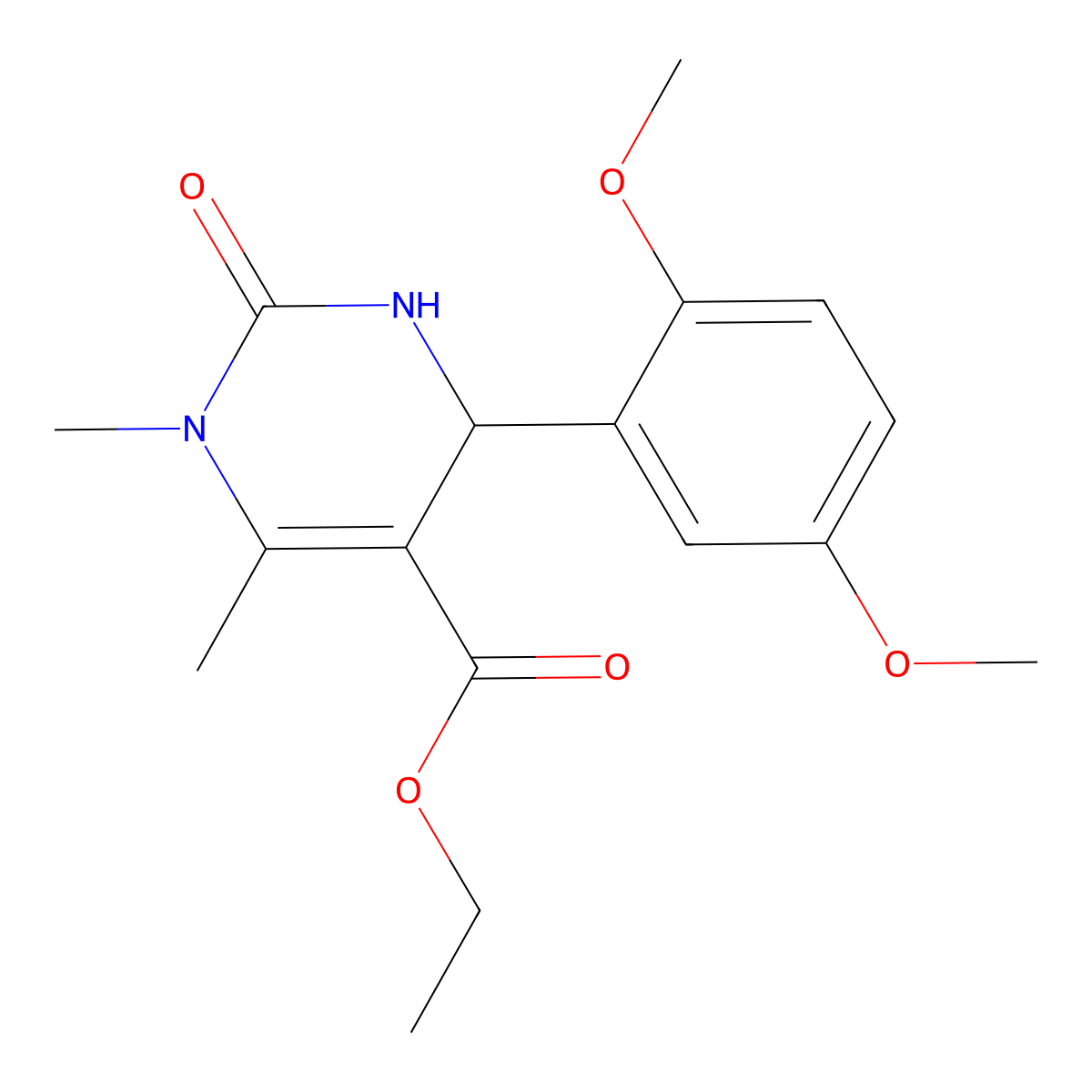 Ethyl 4-(2,5-dimethoxyphenyl)-1,2,3,4-tetrahydro-1,6-dimethyl-2-oxo-5-pyrimidinecarboxylate molecular structure, CAS 301319-40-4