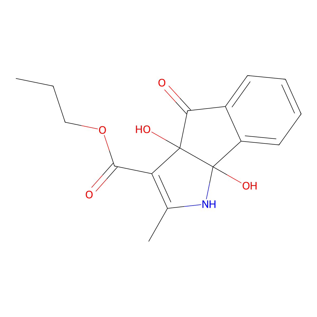 Propyl 3a,8b-dihydroxy-2-methyl-4-oxo-1,3a,4,8b-tetrahydroindeno[1,2-b]pyrrole-3-carboxylate molecular structure, CAS 301319-83-5