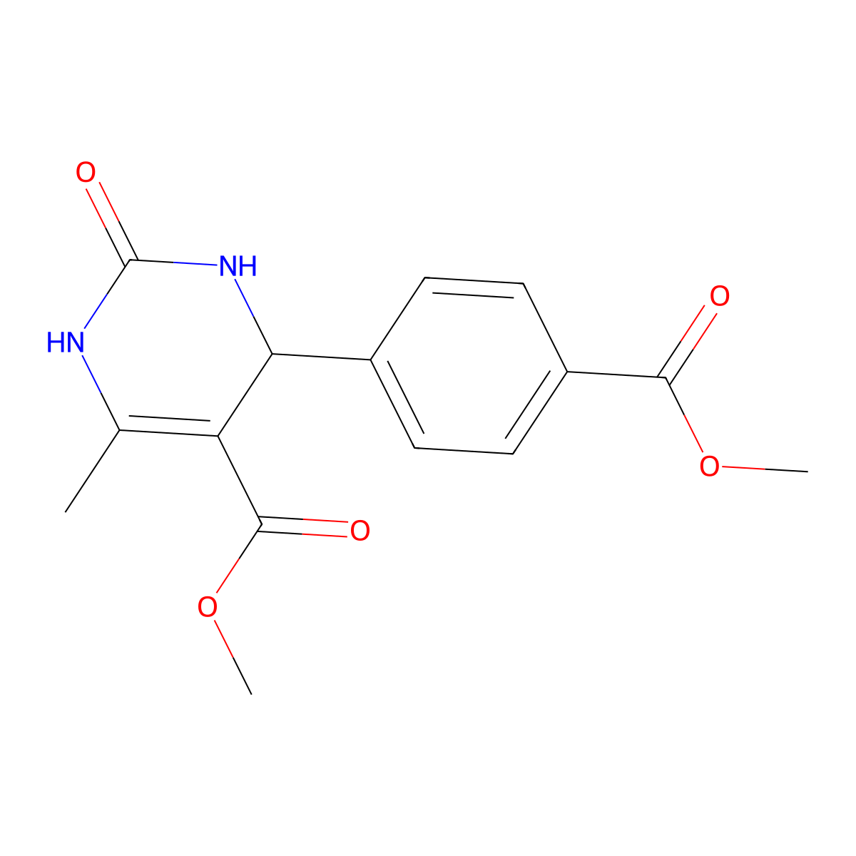 Methyl 4-[4-(methoxycarbonyl)phenyl]-6-methyl-2-oxo-1,2,3,4-tetrahydropyrimidine-5-carboxylate molecular structure, CAS 301320-14-9