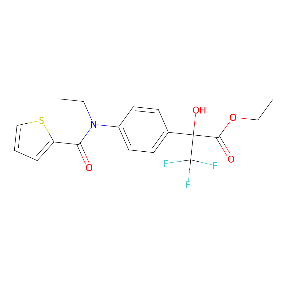 Ethyl 2-{4-[ethyl(thiophen-2-ylcarbonyl)amino]phenyl}-3,3,3-trifluoro-2-hydroxypropanoate molecular structure, CAS 301320-18-3