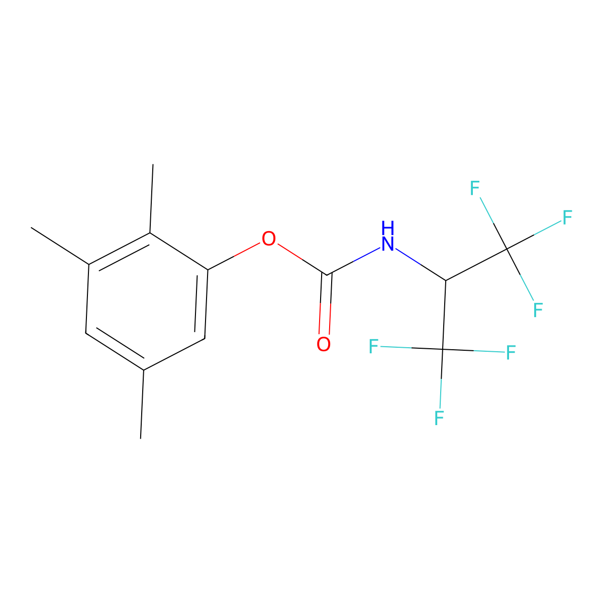 2,3,5-Trimethylphenyl (1,1,1,3,3,3-hexafluoropropan-2-yl)carbamate molecular structure, CAS 301320-36-5