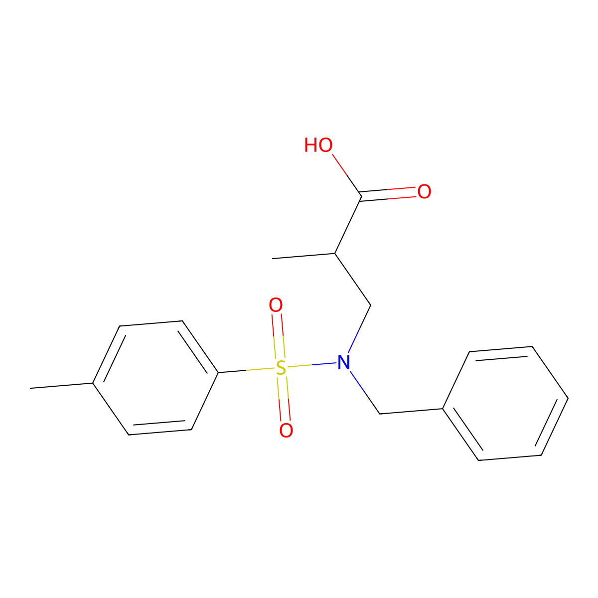 3-[Benzyl-(toluene-4-sulfonyl)-amino]-2-methyl-propionic acid molecular structure, CAS 301320-51-4