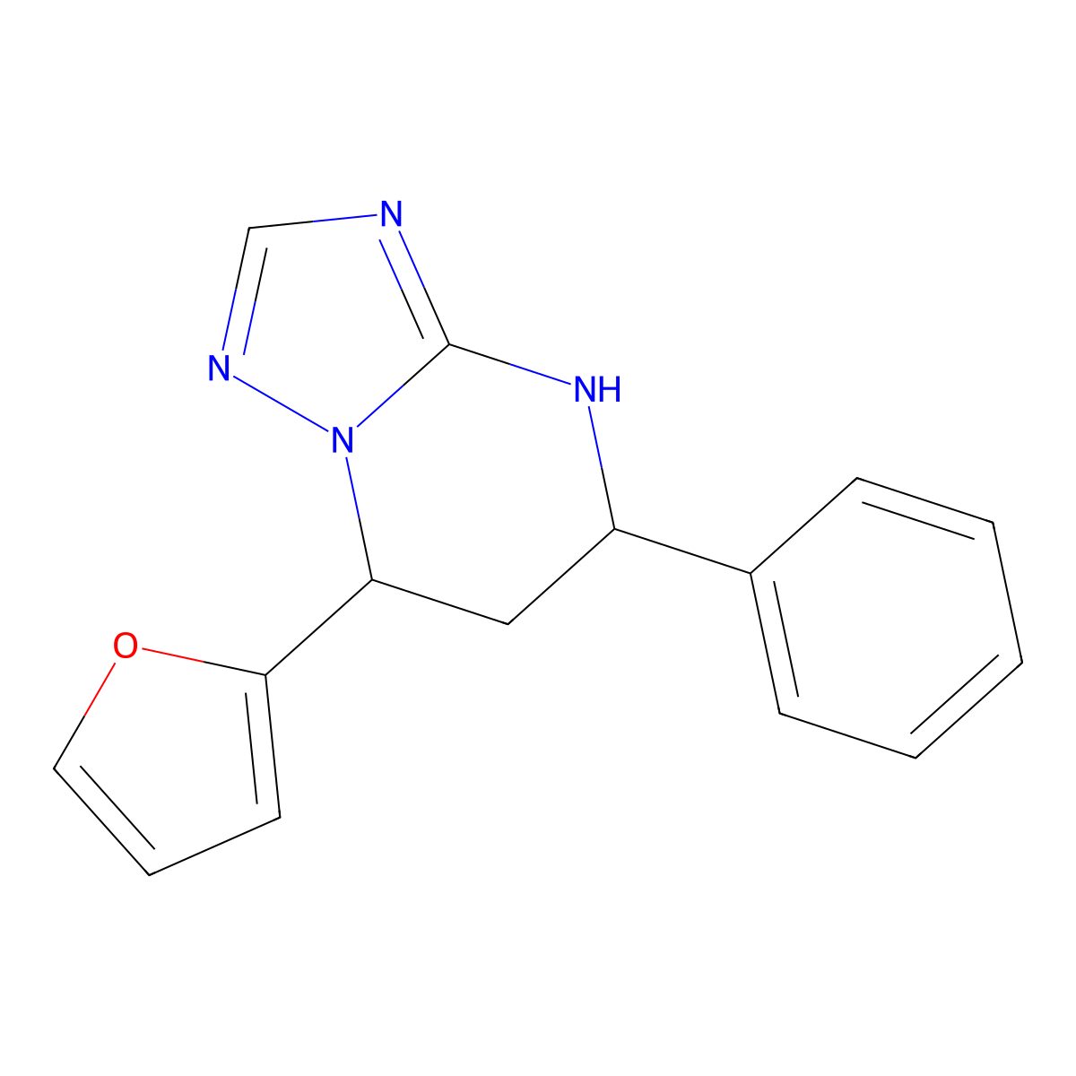 7-Furan-2-yl-5-phenyl-4,5,6,7-tetrahydro-[1,2,4]triazolo[1,5-a]pyrimidine molecular structure, CAS 301320-67-2